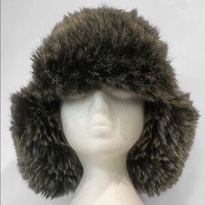 Danier Men's Black Faux Fur Trapper Hat with Ear Flaps & Adjustable Strap